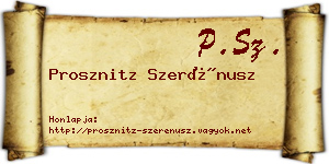 Prosznitz Szerénusz névjegykártya